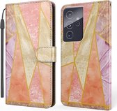 Voor Samsung Galaxy S21 Ultra 5G Marmer Horizontale Flip TPU + PU Leren Case met Houder & Kaartsleuven & Portemonnee & Fotolijst & Lanyard (Roze Paars)