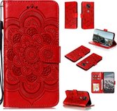 Voor Geschikt voor Xiaomi Redmi Note 10 5G Mandala Embossing Patroon Horizontale Flip PU lederen tas met houder & kaartsleuven & Walle & Lanyard (rood)