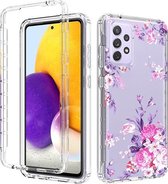 Voor Samsung Galaxy A72 5G / 4G 2 in 1 hoog transparant geverfd schokbestendig PC + TPU beschermhoes (roze)