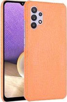 Voor Samsung Galaxy A32 4G Europese versie Schokbestendige krokodiltextuur pc + PU-hoes (oranje)