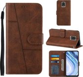 Voor Xiaomi Redmi Note 9 Pro Max Stiksels Kalf Textuur Gesp Horizontale Flip Leren Case met Houder & Kaartsleuven & Portemonnee & Lanyard (Bruin)
