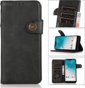 Voor Samsung Galaxy A02s (Amerikaanse versie) KHAZNEH Dual-Splicing koeienhuid textuur horizontale flip lederen tas met houder & kaartsleuven & portemonnee & lanyard (zwart)