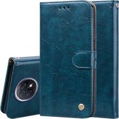 Voor Geschikt voor Xiaomi Redmi Note 9T zakelijke stijl olie wax textuur horizontale flip lederen tas met houder & kaartsleuven & portemonnee (blauw)