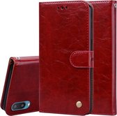 Voor Samsung Galaxy A02 (EU-versie) Zakelijke stijl Olie-wastextuur Horizontale flip lederen tas met houder & kaartsleuven & portemonnee (rood)