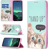 Voor Nokia 1.4 Gekleurde Tekening Patroon Onzichtbare Magnetische Horizontale Flip PU Lederen Case met Houder & Kaartsleuven & Portemonnee (Kat)