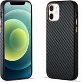 Koolstofvezel lederen textuur Kevlar anti-val telefoon beschermhoes voor iPhone 12 mini (zwart)