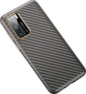 Voor Huawei P40 koolstofvezel lederen textuur Kevlar anti-val telefoon beschermhoes (grijs)