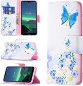 Voor Nokia 1.4 Gekleurde Tekening Patroon Horizontale Flip Leren Case met Houder & Kaartsleuven & Portemonnee (Butterfly Love)