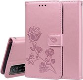 Voor Xiaomi Mi 10T Pro 5G Rose Reliëf Horizontale Flip PU lederen tas met houder & kaartsleuven & portemonnee (Rose Gold)