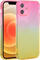 Rechte rand kleurverloop TPU beschermhoes voor iPhone 12 (oranje roze)