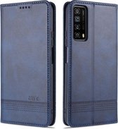 Voor Huawei P smart 2021 AZNS Magnetische Kalf Textuur Horizontale Flip Leren Case met Kaartsleuven & Houder & Portemonnee (Donkerblauw)