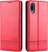 Voor Samsung Galaxy A02 AZNS Magnetische Kalf Textuur Horizontale Flip Leren Case met Kaartsleuven & Houder & Portemonnee (Rood)