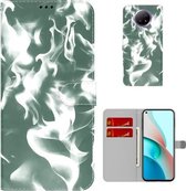Voor Xiaomi Redmi Note 9T / Note 9 5G (CN-versie) Cloud Fog Pattern Horizontal Flip Leather Case met houder & kaartsleuf & portemonnee (donkergroen)