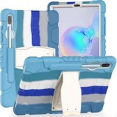 Voor Samsung Galaxy Tab S6 T860 3-laags beschermingsschermframe + pc + siliconen schokbestendige combinatiebehuizing met houder (kleurrijk blauw)
