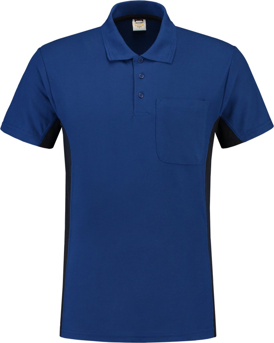 Tricorp 202002 Poloshirt Bicolor Borstzak - Koningsblauw/Marineblauw - 7XL