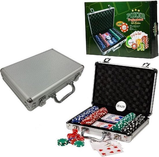 Pokerset- Poker Game - Poker Chips- Poker Koffer- Pokerspel – Pokerset 200 Chips – Pokerset volwassenen - Pokerhandleiding - Stevige koffer (11,5 gram chips)