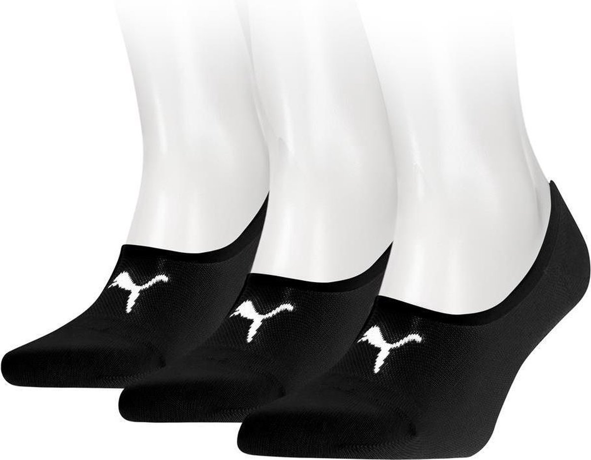 PUMA Footie Sokken - 3 pack - Zwart - Maat 39-42
