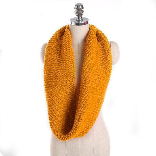 Gebreide colsjaal Knitting|Okergeel|Tube shawl|Ronde sjaal|Cirkel sjaal |  bol.com