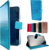 Apple iPhone 12 Aqua Blauw Wallet / Book Case / Boekhoesje/ Telefoonhoesje / Hoesje iPhone 12 met vakje voor pasjes, geld en fotovakje