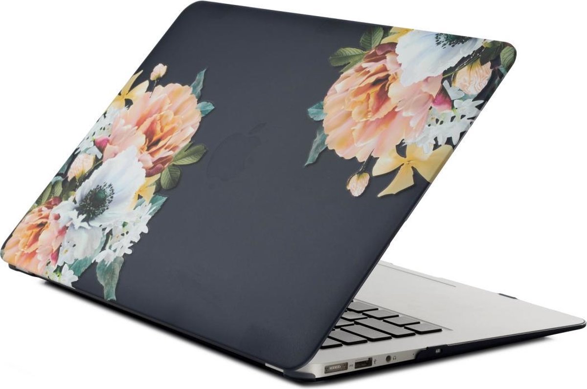 By Qubix MacBook Air 13 inch - Touch id versie - Black flower (2018, 2019 & 2020)