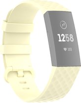 By Qubix - Fitbit Charge 3 & 4 siliconen diamant pattern bandje (Small) - Lichtgeel - Fitbit charge bandjes