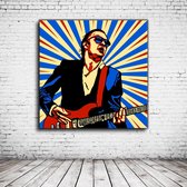 Pop Art Joe Bonamassa Canvas - 100 x 100 cm - Canvasprint - Op dennenhouten kader - Geprint Schilderij - Popart Wanddecoratie