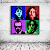 Pop Art The Beatles Canvas - 80 x 80 cm - Canvasprint - Op dennenhouten kader - Geprint Schilderij - Popart Wanddecoratie