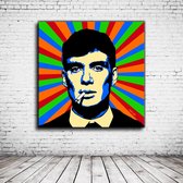 Pop Art Tommy Shelby Peaky Blinders Canvas - 100 x 100 cm - Canvasprint - Op dennenhouten kader - Geprint Schilderij - Popart Wanddecoratie