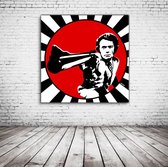 Pop Art Dirty Harry Acrylglas - 100 x 100 cm op Acrylaat glas + Inox Spacers / RVS afstandhouders - Popart Wanddecoratie