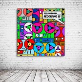 Pop Art Recorder Canvas - 80 x 80 cm - Canvasprint - Op dennenhouten kader - Geprint Schilderij - Popart Wanddecoratie Canvas - 80 x 80 cm - 2 cm dik - Canvas Schilderijen - Op den