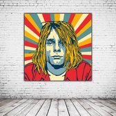 Pop Art Kurt Cobain Acrylglas - 80 x 80 cm op Acrylaat glas + Inox Spacers / RVS afstandhouders - Popart Wanddecoratie