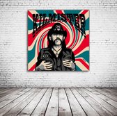 Pop Art Lemmy Kilmister Canvas - 90 x 90 cm - Canvasprint - Op dennenhouten kader - Geprint Schilderij - Popart Wanddecoratie