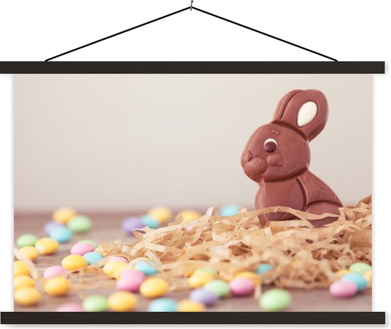Posterhanger incl. Poster - Schoolplaat - Een konijn van chocolade met kleine  eitjes... | bol.com