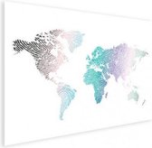 Wereldkaart Fingerprints Gekleurd - Poster 120x90