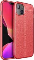 Litchi Texture TPU schokbestendig hoesje voor iPhone 13 (rood)