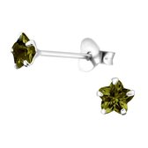 Aramat jewels ® - Meisjes oorbellen bloem groen 925 zilver zirkonia 4mm