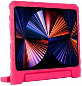 Cazy iPad Pro 12.9 hoes - 2021/2022 - Kids proof back cover - Draagbare tablet kinderhoes met handvat – Roze