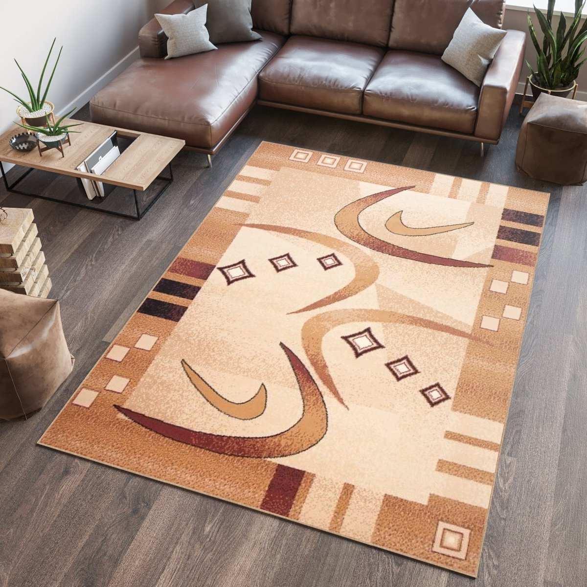 Tapiso Atlas PP Vloerkleed Beige Woonkamer Tapijt Kleed Maat- 200x300