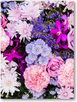 Roze en Paarse Bloemen - 30x40 Canvas Staand - Natuur - Bloemen