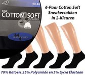 6-Paar Cotton Soft Sneakersokken in 2-Kleuren-Maat 40-46