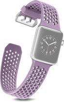 By Qubix Bandje met gaatjes - Lichtpaars - Geschikt voor Apple Watch 42mm - 44mm - 45mm - Ultra - 49mm - Compatible Apple watch bandje - smartwatch