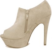 Stijlvolle pumps hoge hakken met open teen - Beige