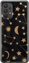 Samsung A32 4G hoesje siliconen - Counting the stars | Samsung Galaxy A32 4G case | zwart | TPU backcover transparant