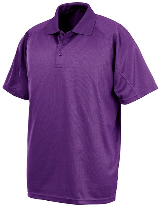 Paarse Spiro Impact heren polo met korte mouwen en knoopsluiting.