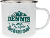 Mok - Top vent - Dennis - Geëmailleerd - Gevuld met een snoepmix - In cadeauverpakking