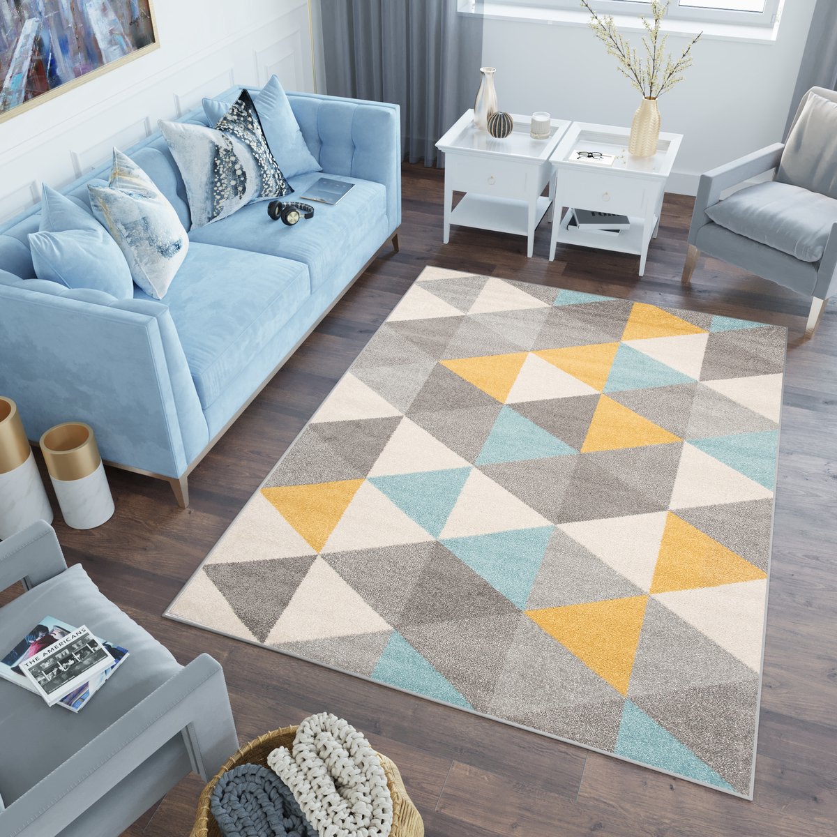 Tapiso Lazur Vloerkleed Grijs Woonkamer Modern 3D Tapijt Maat- 160x220 Geel Grijs 2