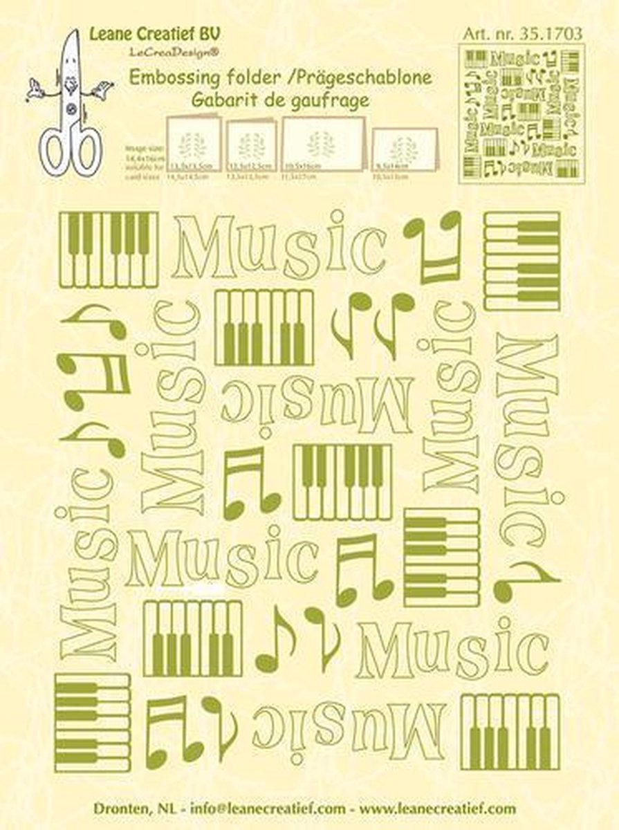 Embossing folder background Music 14.4x16cm