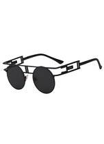 KIMU ronde STEAMPUNK zonnebril retro zwart - zwarte glazen rond vintage