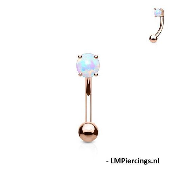 Piercing opale ronde plaqué or rose