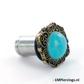 14 mm single flared Turquoise antiek